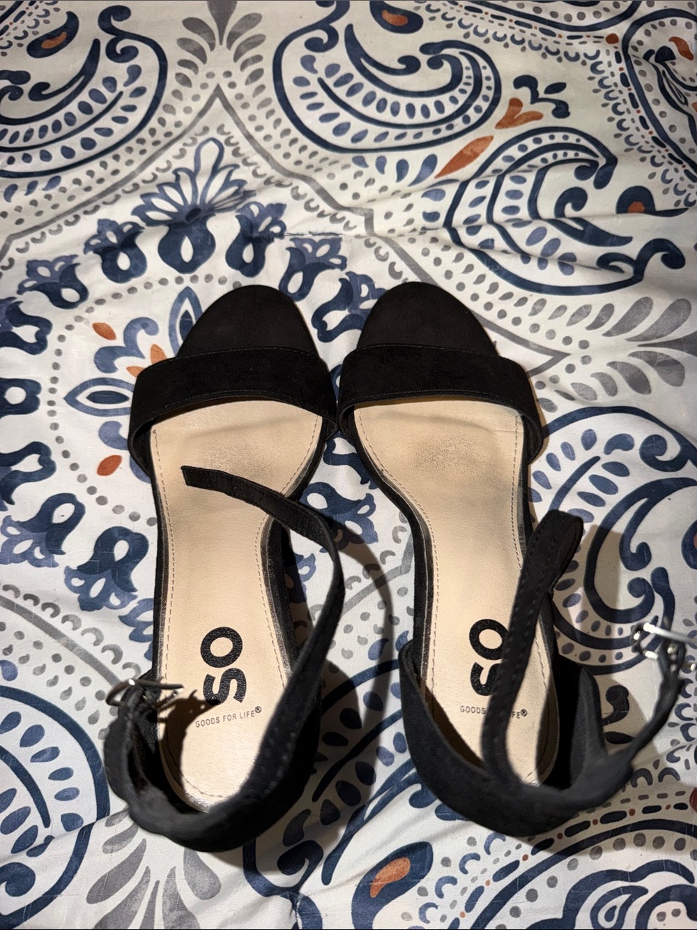 SO Black Suede Open-Toe Ankle-Strap Heels